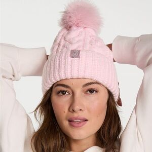 Victoria's Secret Cozy Cable Knit Pom Beanie Ballerina Pink Ships Today